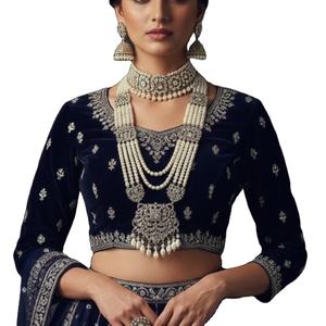 Conjunto de Joyería Nupcial Pakistaní Vintage con Gargantilla de Oro Antiguo con Perlas Colgantes y Elegante Maang Tikka - Product Image 1