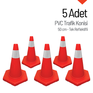 กรวยจราจร PVC ขนาด 5 ฟุต พร้อมแถบสะท้อนแสงมองเห็นได้ชัดเจน ขนาด 50 ซม. น้ำหนักเบา สำหรับถนนในดูไบ - Product Image 1