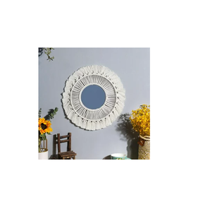 Wholesale Price Macrame Wall <b>Mirror</b> Natural Finishing Christmas Decoration Wall Mounted <b>Mirror</b> Attractive Looks for Home Decor - Product Image 2