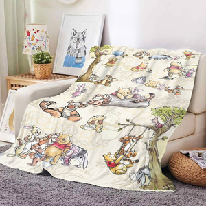 Coperta in spugna morbida e calda in poliestere, con design personalizzato a basso MOQ, orsetto Winnie Giallo <span class=keywords><strong>dei</strong></span> cartoni animati, ideale per hotel e viaggi, resistente all'usura. - Product Image 3