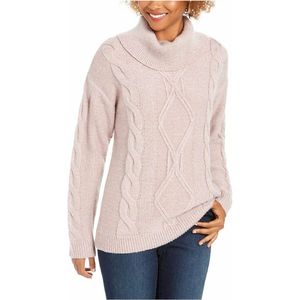 Maglione da Donna Charter Club XS con Collo ad Anello, Lavorazione a Trecce e Glitter, Traspirante, Stile Casual per Autunno e Inverno, Rosa - Product Image 1