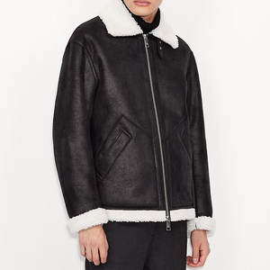 Veste bomber en peau de mouton véritable de qualité supérieure, chaude pour l'hiver, col montant, fourrure de mouton, approvisionnement direct d'usine - Product Image 4