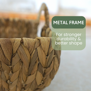 Juego de cestas de almacenamiento de jacinto de agua de alta calidad, 2 cestas de mimbre rectangulares con tapa con asas integradas para uso en cocina y lavandería - Product Image 4