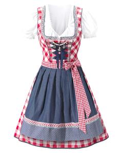 Vestido de mujer mixto de algodón y poliéster de alta calidad bordado de color rosa a medida Dirndl de embalaje privado para chicas alemanas - Product Image 1