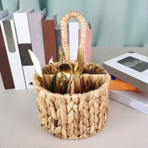 Handcrafted flatware holder <b>containers</b> <b>water</b> hyacinth cutlery holders utensil storage basket - Product Image 6