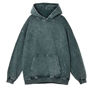 เสื้อฮู้ดดี้คุณภาพสูงปี 2026 แบบสั่งทำพิเศษ ผ่านกระบวนการฟอกสีแบบ Acid Wash ผลิตแบบ OEM/ODM ผ้าฟลีซฝ้าย 100% สีเทา สำหรับผู้ชาย - Product Image 3