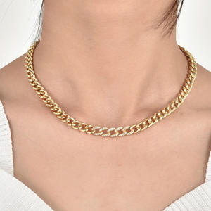 Collar de Cadena de Eslabones Gruesos de Plata de Ley Chapada en Oro con Diamantes para Hombre, Moda 2023 - Product Image 2