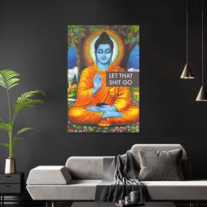 Black Frame Buddha <b>Poster</b>-Let That Shit Go Canvas Material - Product Image 2
