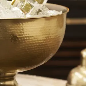 Luxury Gold Matte Finish Hammered Stainless Steel Punch Bowl Bulk Wholesale for Weddings Restaurants <b>Ice</b> <b>Buckets</b> <b>Beverage</b> <b>Tubs</b> - Product Image 5