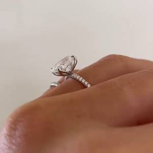 IGI Certified White Gold Engagement <b>Ring</b> with Oval <b>Diamond</b> & Pave Band <b>Diamond</b> <b>Rings</b> - Product Image 3
