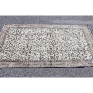 พรมวินเทจตุรกี ขนาด 3.5x6.6 ฟุต (107x201 ซม.) สีน้ำตาลขาวลายพราง - Product Image 3