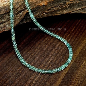 Collar de cuentas Rondelle facetadas de Aguamarina de musgo raro, collares de cuentas de Aguamarina para mujer, Gargantilla hecha a mano, collar de regalo a granel - Product Image 2
