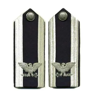 Premium hecho a mano personalizado Royal Navy capitán rango hombro tablero Charretera hombres azul marino Metal Rhinestone hombro tablero insignias