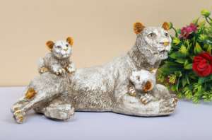 <b>Resin</b> Lioness with Cubs Sculpture-Sitting Lioness and Cubs Elegant <b>Gift</b> & Attractive Showpiece for Back to School & New Year - Product Image 5