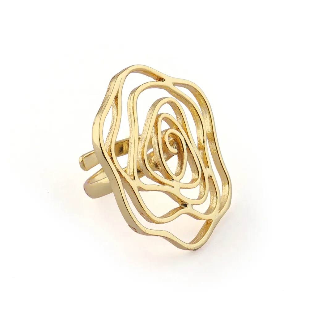 Gelatete Messing Metall falsche Rose Blume Ring Schmuck | Spiral-Messingband verstellbarer Ring Geschenke Schmuck Mode Jeyas R-535