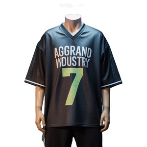2025 Men's Casual Streetwear knitted Jersey <b>T</b>-<b>Shirt</b> Summer Loose Short Sleeve <b>V</b>-<b>Neck</b> Sportswear Mesh Jersey <b>T</b>-<b>shirt</b> for men - Product Image 2