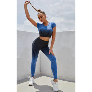 Conjuntos de Yoga sin costuras de dos piezas para mujer, ropa deportiva para gimnasio de verano, sujetador y mallas a la venta - Product Image 1