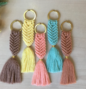 <b>Personalized</b> Boho Wedding Favors for Guests in Bulk Handmade Macrame <b>Keychain</b> - Product Image 1