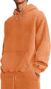 Sudadera con capucha lavada Vintage informal para hombre 2024 de alta calidad desgastada 100% algodón transpirable lavado con piedra ácida moda personalizada para invierno - Product Image 4