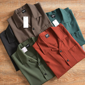 Camisas de Vestir con Cuello Cubano, 100% Algodón, Transpirables, Corte Ajustado, para Hombre, Color Sólido, Teñidas, Elegantes, Venta al Por Mayor, Suministro B2B - Product Image 3