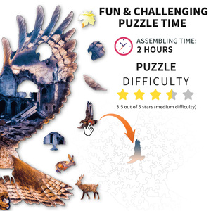 Rompecabezas de águila de madera 3D, rompecabezas de animales irregulares, regalo único para decoración del hogar - Product Image 6