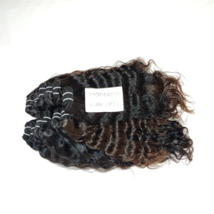 Extensiones de cabello humano indio de Color negro ondulado profundo Natural virgen 100%, cutícula alineada y sin paquetes procesados químicamente - Product Image 2