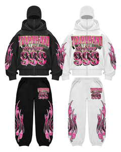 Survêtements pour hommes dtg dtf imprimé sweat à capuche avec fermeture à glissière complète ensemble de jogging deux pièces coupe ajustée tenue de sport décontractée athlétique polyester 2025 - Product Image 1