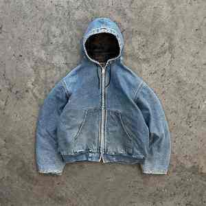 Streetwear vierge vintage de haute qualité personnalisé sweats à capuche unis et zippés veste en denim à capuche pour hommes - Product Image 6