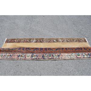 2.1x6.9 ft <b>Runner</b> Vintage Rug, Turkish Rug, Blue <b>Red</b> Animal Print Wool Rug - Product Image 3