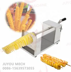 JUYOU Manual Comercial Aço Inoxidável Torcido Batata Titular Tornado Espiral Batata Cortador Slicer Máquina Potato Tower Machine