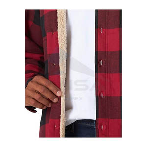 Chaqueta Camisa de Manga Larga para Hombre, Forrada de Sherpa, Aislante, Cálida, para Invierno, Informal y de Trabajo, Rojo Búfalo - Product Image 4