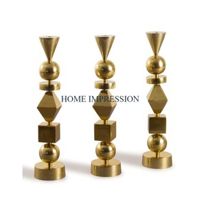 Top Selling Antique Brass <b>Candlestick</b> Holder <b>Large</b> Size 3-Arm Leaf Design with Gold Plated Aluminum for Home Decoration - Product Image 6