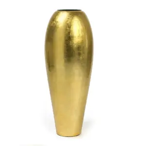 Металлическая Декоративная алюминиевая ваза с латунным покрытием, Современная декоративная ваза для цветов и урн ручной работы, металлическая настольная декоративная ваза