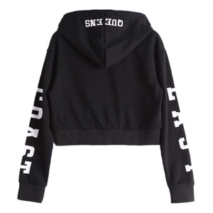 Sudadera corta con capucha para mujer, ropa para entrenamiento de gimnasio, correr, 100% algodón, alta calidad - Product Image 3