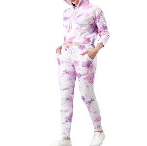 Survêtement imprimé à sublimation Tie Dye respirant léger 100% coton tendance Tie Dye survêtement femme - Product Image 3