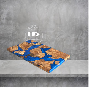 Impex Designs Indian Handicrafts Portable Resin Fractal Bandeja de servicio de madera quemada y tabla de cortar - Product Image 2