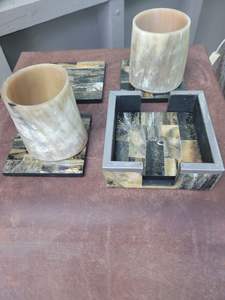 Star Crafts Inde Dessous de verre en corne Meilleure qualité Ustensiles de cuisine Dessous de verre de table sublimation dégradé liège antique Dessous de verre en corne de buffle - Product Image 3