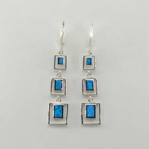 Handmade Designer <b>Blue</b> Fire Opal Drop Earrings 925 Sterling Silver Earrings for Women and Girls Wear in Wedding <b>Party's</b> , Hldi - Product Image 4