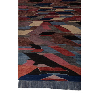 Manchaha <b>Blue</b> Hand Knotted Wool Bamboo Silk Rug 10mm Thick Geometric Abstract Pattern for Home Hallway Rectangle Model-Les-2879 - Product Image 4