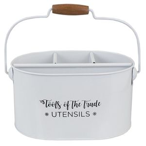 Portable galvanized kitchen caddy for holding <b>cutlery</b> napkins condiments bottles suitable for rustic farmhouse dining tables - Product Image 2