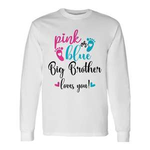 T-shirt à manches longues pour bébé « Big Brother t'aime » rose ou bleu pour révélation du sexe - Product Image 1