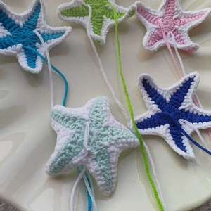 Costume en gros de pentagramme étoile de mer au crochet - Autocollants créatifs en tissu faits main en forme d'étoile de mer pour la mode - Product Image 4