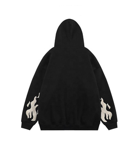 Streetwear Zipp up Hoodie Custom Chenille bordado parches Fleece 100% algodón sudaderas con capucha de los hombres - Product Image 3