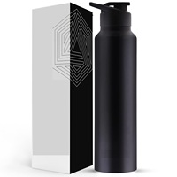 Bouteille d'eau en acier inoxydable, boîte noire, capacité personnalisable, design moderne et luxueux, unisexe, durable, sans frais supplémentaires