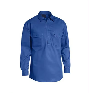 2024 nouveau Design Logo personnalisé hommes soudage FR chemises en gros confortable hommes soudage FR couleur unie à manches longues chemises boutonnées - Product Image 3