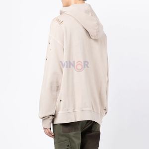 เสื้อฮู้ดดี้ผ้าฟลีซหนานุ่มพิเศษสำหรับผู้ชาย ลายปักแบบดิสเทรส พิมพ์ลายสกรีน ขนาดโอเวอร์ไซส์ ผ้าฝ้าย 100% รับสกรีนโลโก้ตามแบบ - Product Image 4