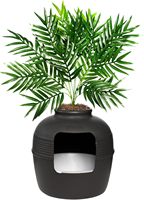 Bac à litière pour chat dissimulé, jardinière décorative avec filtre à charbon, plante artificielle, kit de mobilier pour chat d'intérieur rond