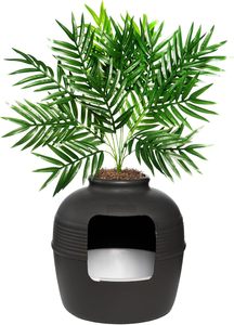 Bac à <span class=keywords><strong>litière</strong></span> pour <span class=keywords><strong>chat</strong></span> dissimulé, jardinière décorative avec filtre à charbon, plante artificielle, kit de mobilier pour <span class=keywords><strong>chat</strong></span> d'intérieur rond - Product Image 5