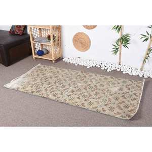 Alfombra turca vintage de área grande 3.1x6.1ft clásico beige marrón lana látex respaldo abstracto Rectangular pasillo diseño habitación alfombra - Product Image 3