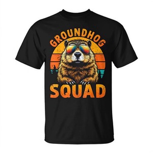 Happy Groundhog Day 2025 Kid <b>T</b>-<b>Shirt</b> From the Groundhog Squad-<b>Fun</b> Promotional <b>Shirt</b> - Product Image 2